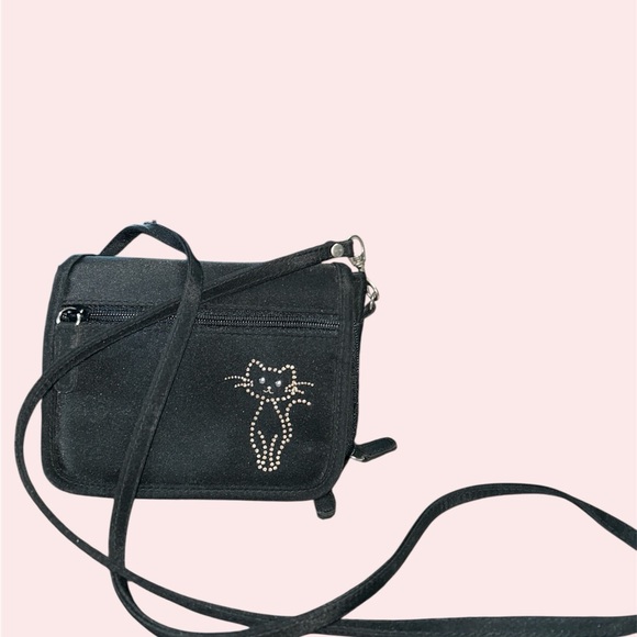 Handbags - Black Cat Embellished Crossbody Bag